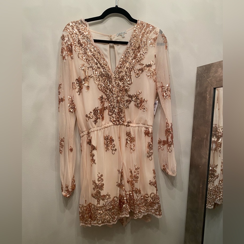 Rose Gold & Nude Sequin Romper